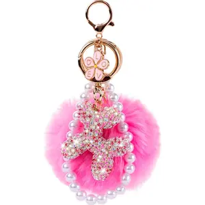 Cute keychains, Balloon Dog Bag Charms for Women, Purse Charms, Pearl Keychain Wristlet, Shiny Rhinestone Key Chain.Cute Fall Trendy Keychain, Chic Gorgeous Keychain Wristlet for Key & Bag Decor