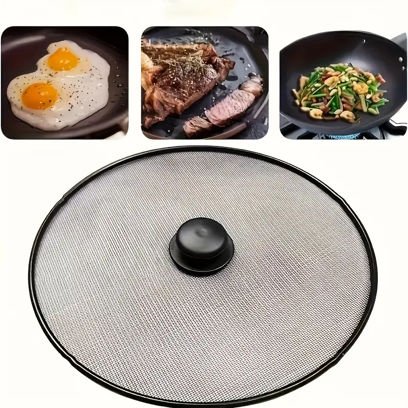 3Pcs Stainless Steel Splatter Screen, Heat Resistant Mesh Guard Fit 8-12 Inch Pan, Anti Oil Splash & Smoke Shield, Fresh Food Protection, Essential Kitchen Cooking Accessory