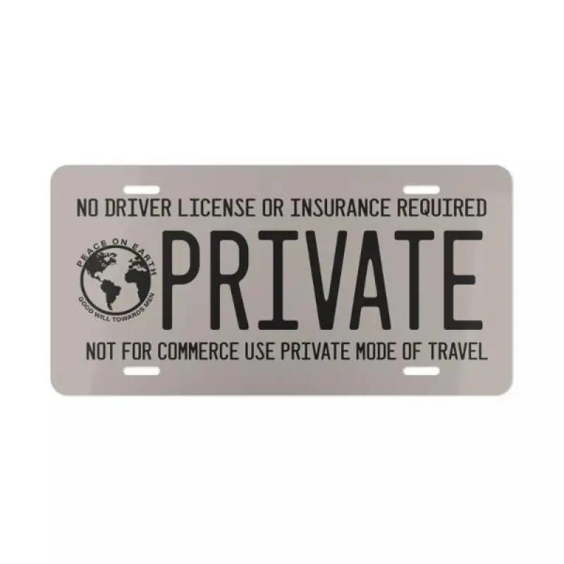 No License Or Insurance Required Private Aluminum License Plate Car Front 6"x12"