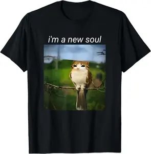 100% Cotton Funny meowl Meme, cat owl Meme brainrot gen Alpha Meme T-Shirt