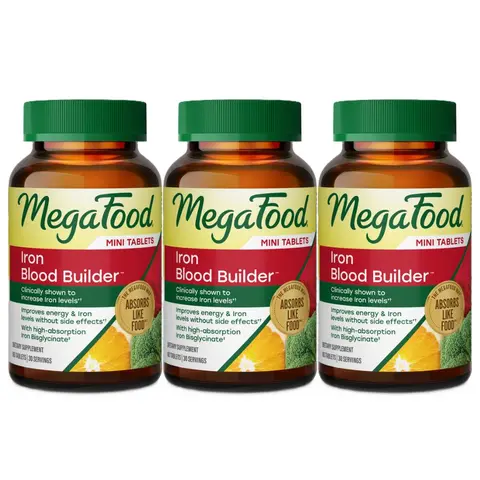 MegaFood Blood Builder Minis Gentle Iron Vitamins Supplements, Vitamin Dietary Supplement for Increase Iron Levels & Daily Supplemental Nutrition Support