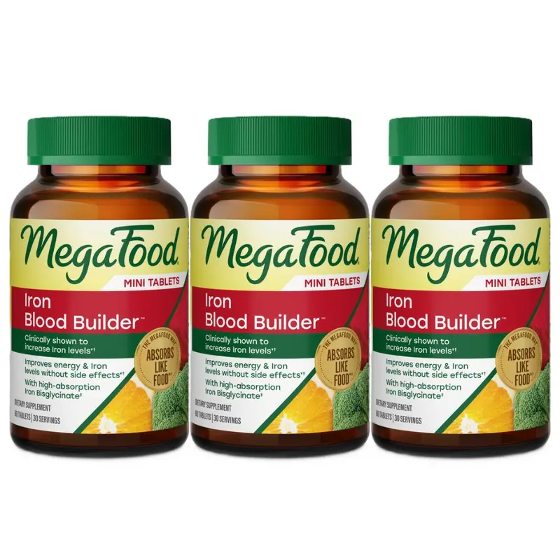 MegaFood Blood Builder Minis Gentle Iron Vitamins Supplements, Vitamin Dietary Supplement for Increase Iron Levels & Daily Supplemental Nutrition Support