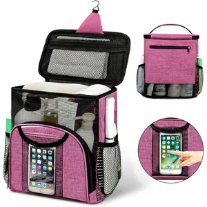 Portable shower caddy college tote bag quick dry hanging toiletry bag large capacity mesh shower caddy portable for college dorm room essentials for boys and girls for bath camping pink