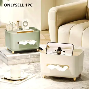 [Desk Organizer] 1pc, Multifunctional Desk Organizer - Tissue Box - Remote Control And Miscellaneous Storage Box - Plastic Desktop Tissue Holder - Tissue Dispenser