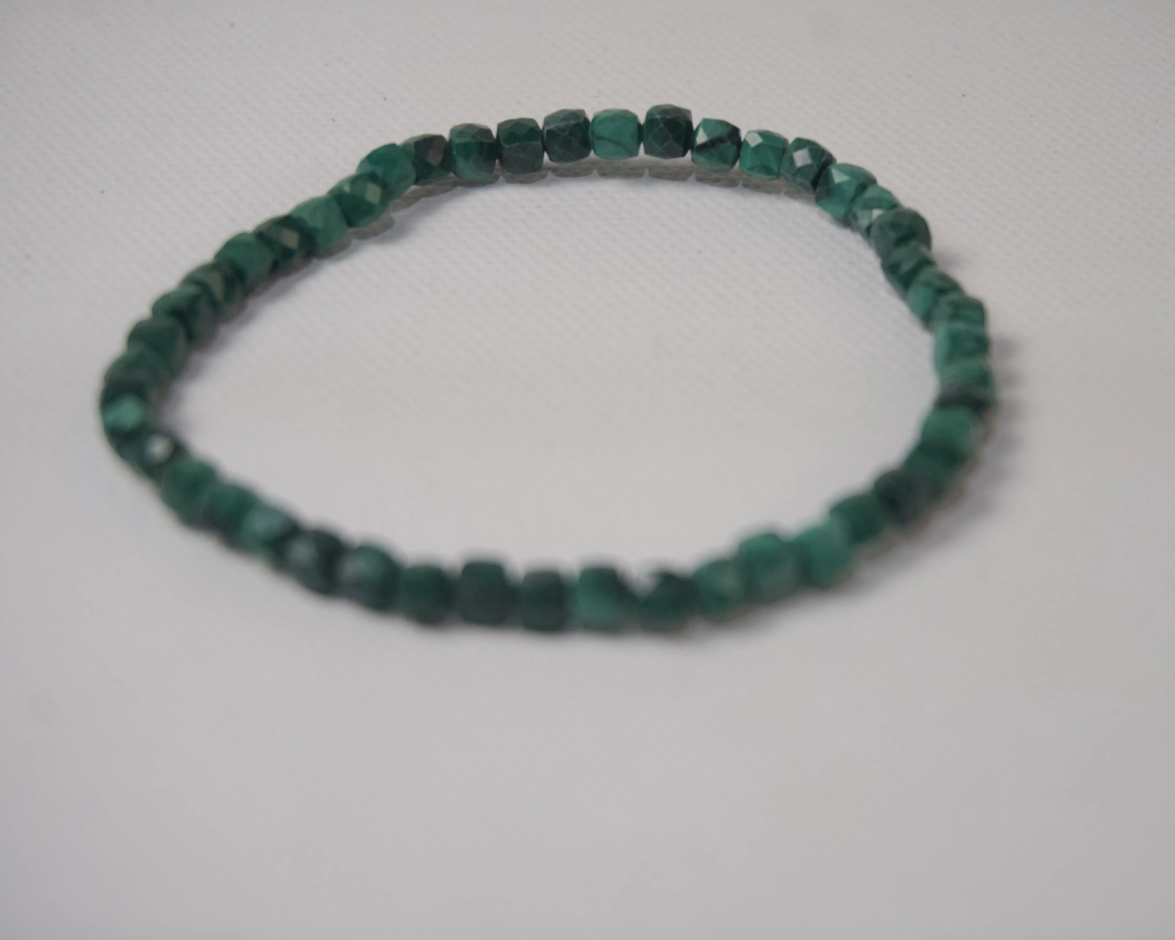 Natural Malachite Faceted Gemstone Stretch Bracelet
