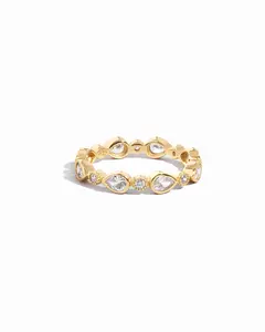 Sami Jewels Pear Stacking Ring for Women, 925 Sterling Silver Plated with 14k Gold, Sizes 4-12, 3x4mm Stone, Hypoallergenic and Nickel-free, Ideal Dainty Ring for Everyday Wear