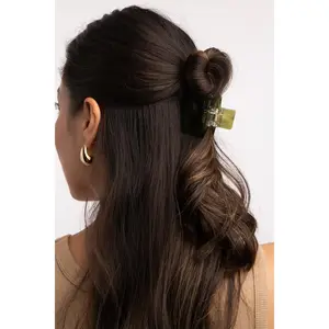 SQUARE HAIR CLAW CLIP IN GREEN