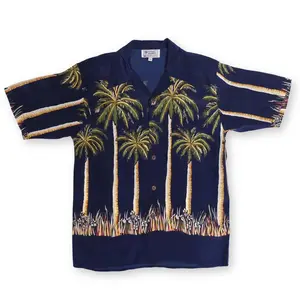 Aloha Shirts | Palms Navy - for Women & Men | Lightweight & Breathable Summer Beach Shirt for Casual & Vacation Style | Luau Party, Resort Wear & Everyday Streetwear | Perfect Gift for Him
