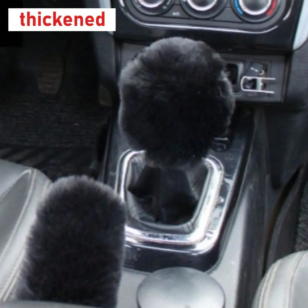 Car Plush Handbrake Cover and Gear Shift Cover, Comfortable Soft Rabbit Fur, Manual Transmission, Universal Car Interior Accessories