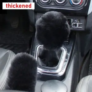 Car Plush Handbrake Cover and Gear Shift Cover, Comfortable Soft Rabbit Fur, Manual Transmission, Universal Car Accessories, Car Interior Kit