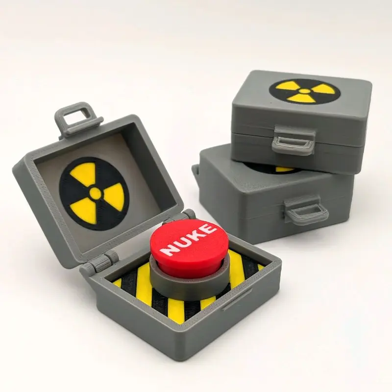 Nuclear Briefcase Clicker Fidget Toy | Red Button Desk Clicker | 3D Printed Pocket Fidget | Funny Office Desk Toy | Stress Relief Gift