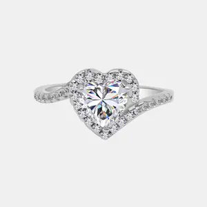 【728】"Begin Again" Halo Set 1.2 Carat Heart Cut Synthetic Moissanite Ring – Elegant Wedding/Engagement Jewelry for Women, Perfect Anniversary/Birthday Gift