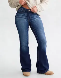 Womens Flare Jeans High Waisted Wide Leg Baggy Jean for Women Stretch Denim Pants Bootcut Bottom embroidered jeans Women's Low Rise Loose Jeans vertical bell bottoms true low rise jeans 2000s Leggings Fashion