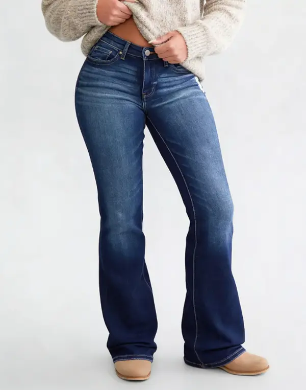 Womens Flare Jeans High Waisted Wide Leg Baggy Jean for Women Stretch Denim Pants Bootcut Bottom embroidered jeans Women's Low Rise Loose Jeans vertical bell bottoms true low rise jeans 2000s Leggings Fashion