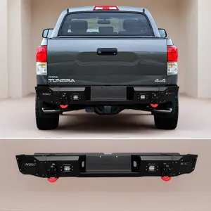 TIOYAR Steel Rear Bumper Black Texture for 2007-2013 Toyota Tundra with LED Lights 2 x D-Rings Off-Road Performance