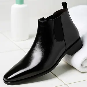 Men's Slip-On Chelsea Boots - Stylish  Closed Toe Dress Shoes with Elastic Side Mouth Design for Comfort & Versatile Use