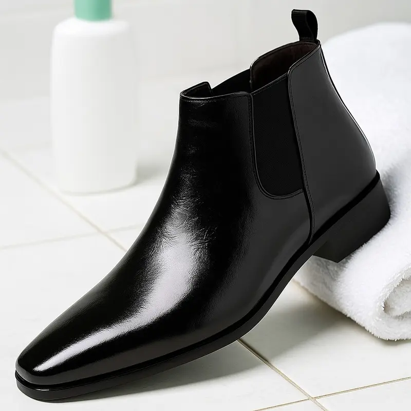 Men's Chic Korean Retro Cuban Chelsea Ankle Booties - Microfiber Leather, Closed-Toe, Slip-On, Cowboy Style, Gore Panels, Rubber Sole, Work-Ready, Multi-Function All-Seasons Footwear for Easy Movement