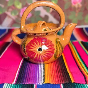 Cafetera de barro flor multicolor chica 2 litros Home