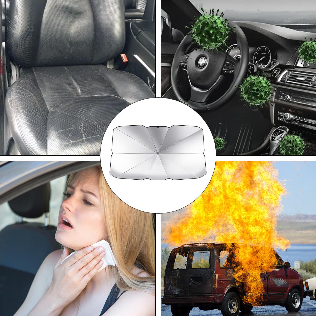 Foldable Car Windshield Sun Shade Umbrella, Anti-UV Heat Block with High Reflective Aluminum Film, UV & IR Protection, Privacy Shield, Universal Fit for Sedan SUV, Easy Fold Storage, Car Interior Protector