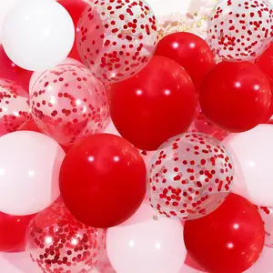 Red Balloons, 50 count 12 In Birthday Party Decorations for Girls, Happy Birthday Decor with Red and White Balloons