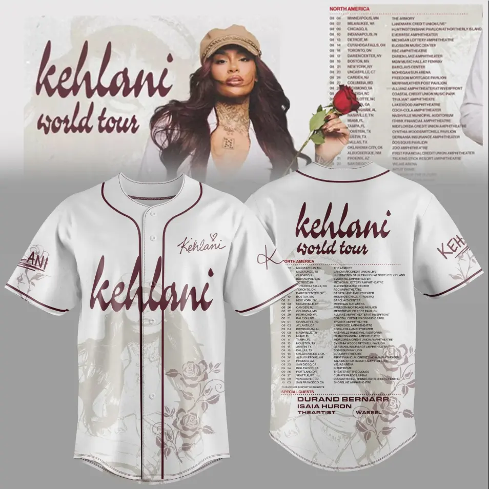 THE KEHLANI WORLD TOUR: North America Concert Baseball Jersey, Music Fan Button Down Shirt, Festival Outfit