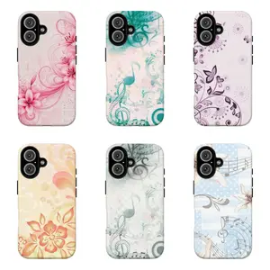 FL-Pink Lily Floral Music Note Phone Case, Watercolor Aesthetic Anti-Drop Cover For iPhone 11 12 13 14 15 16 17 Air Pro Max for Samsung S26 S25 S24 S23 S22 S21 Case,Gift for her/him/fans
