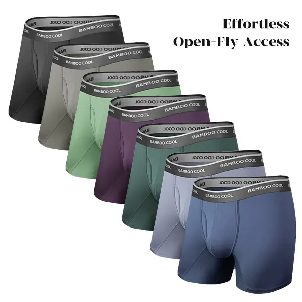 BAMBOO COOL Men's Activewear Boxer Briefs - Soft, Breathable Premium Fabric, Open Fly Pouch, High Performance Stretch, Tag-Free, Christmas Gifts for Men (4 or X-7 Pack)