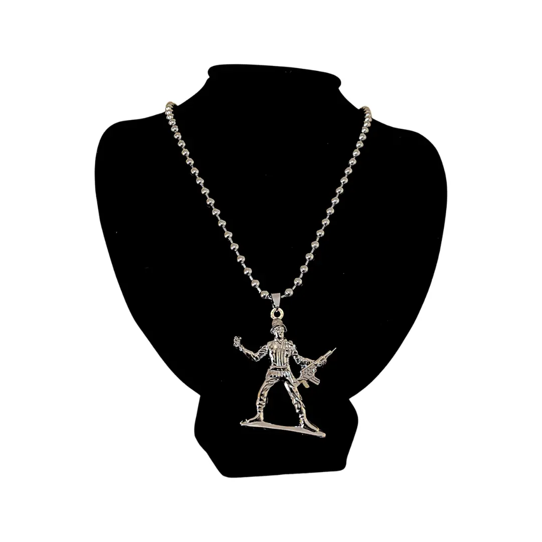 Toy Soldiers Necklace - Silver Grenade Toy Soldiers Necklace - Silver Grenade