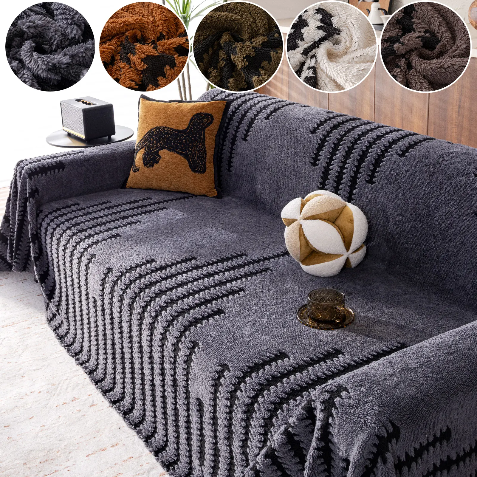 Soft Plush Sofa Cover, Pure Color Velvet Reusable Couch Protector, Comfortable Fabric for Home Living Room Bedroom Hotel Dorm Decor, Elastic Sofa Slipcover, Washable Sofa Cover
