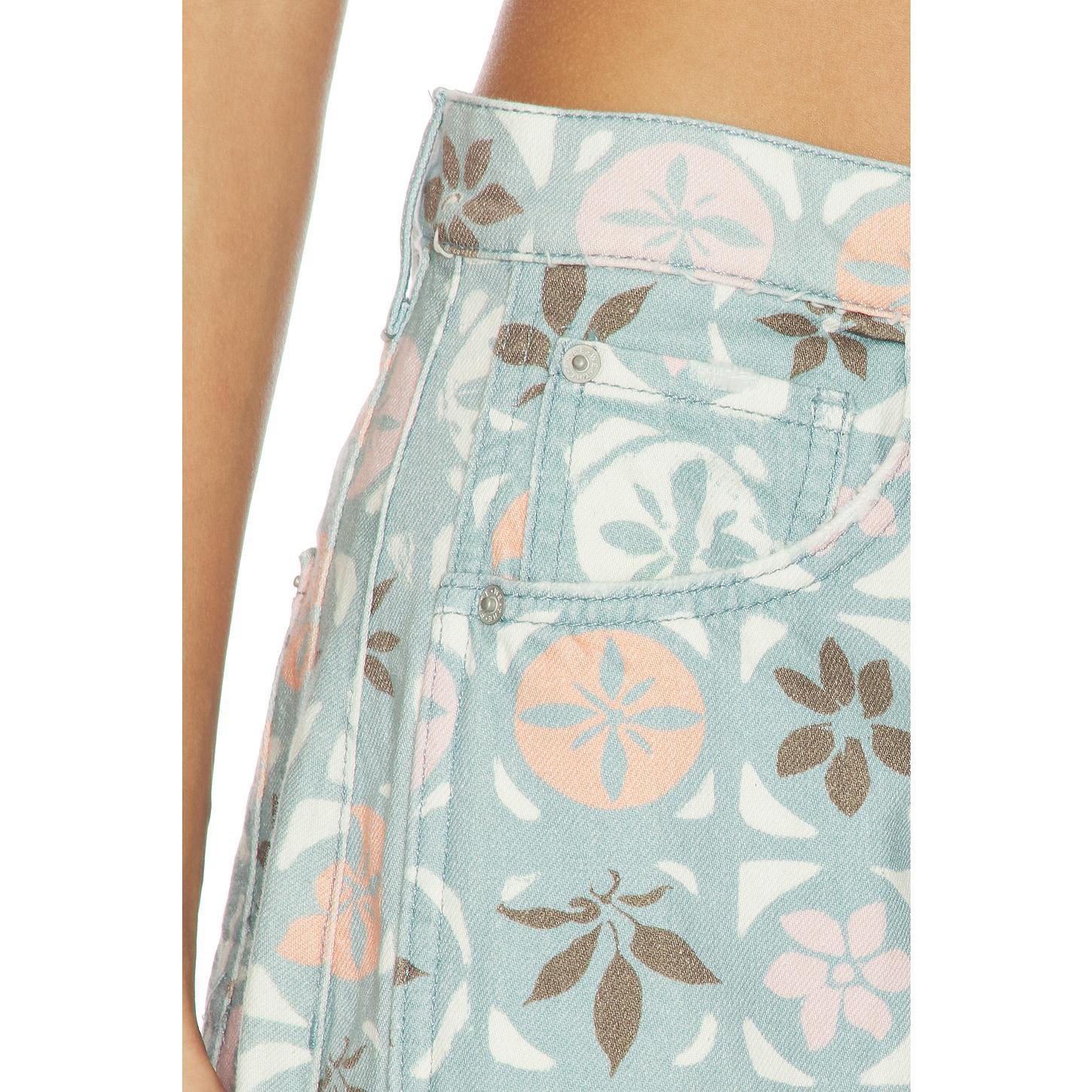 Free People x We The Free Good Luck Printed Mid Rise Barrel In Brown