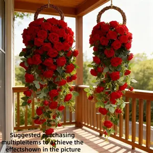 Lifelike Red Rose Vine Gift | UV-Resistant Faux Flower Garland for Proposal Anniversary Valentine's | Eternal Bloom Keepsake for Adult Partners | US Romantic Occasion Decor & Present