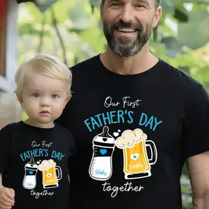 Father and Baby T-Shirt, Our First Father's Day Shirt, Matching Shirt for Dad and Son, Custom Father's Day Matching Shirts, Daddy and Me Shirt Vintage Retro Baby Star T-Shirt Flash Sale T-Shirt Trio