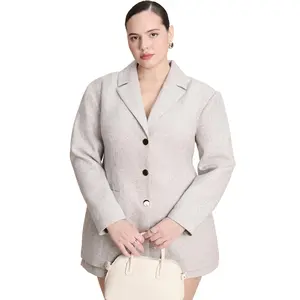 ELOQUII Women's Plus Size Nipped Waist Wool Blend Blazer With Back Adjuster
