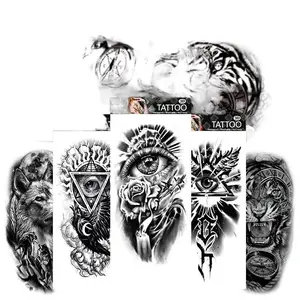 Custom Arabic Text Wolf Head Temporary Tattoo Set Waterproof Glow Body Art Stickers for Wholesale Bulk Purchase