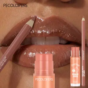 2pcs/Set Matte Waterproof Lip Liner Pen and Moisturizing Smooth Lip Oil Set - Waterproof Lip Liner, Nourishing Lip Oil, Long-lasting Moisturizing - Ideal for Easily Creating a Charming Makeup Look