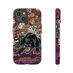 Black Panther Ed Hardy phone case, compatible with iPhone 17/16/15/14/13/12/11 Pro Max/Plus and Samsung Galaxy S23FE/22/23/24/25. tiktokshopspringglowup