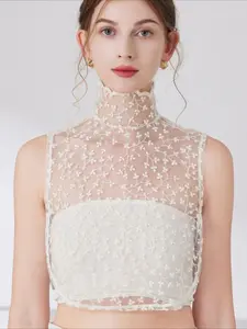 Lace Embroidered Fake Collar, French Cutout Half-Length Fake Collar for Women, Elegant Pure Cotton High-End Decoration