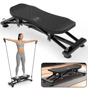 KINMAC Sliding Ski Simulator with Resistance Bands - Indoor Skiing Fitness Equipment for Home Gym, With Resistance Bands & Non-Slip Base, Full-Body Cardio Training Machine for Core, Leg & Arm Workout