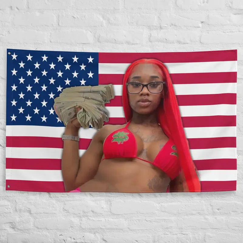 Filthy Prints Sexyy Red Flag Pound Town American Flag Tapestry Decor, 40In*60In Synthetic Polyester Party Decorations with High-Quality Printing