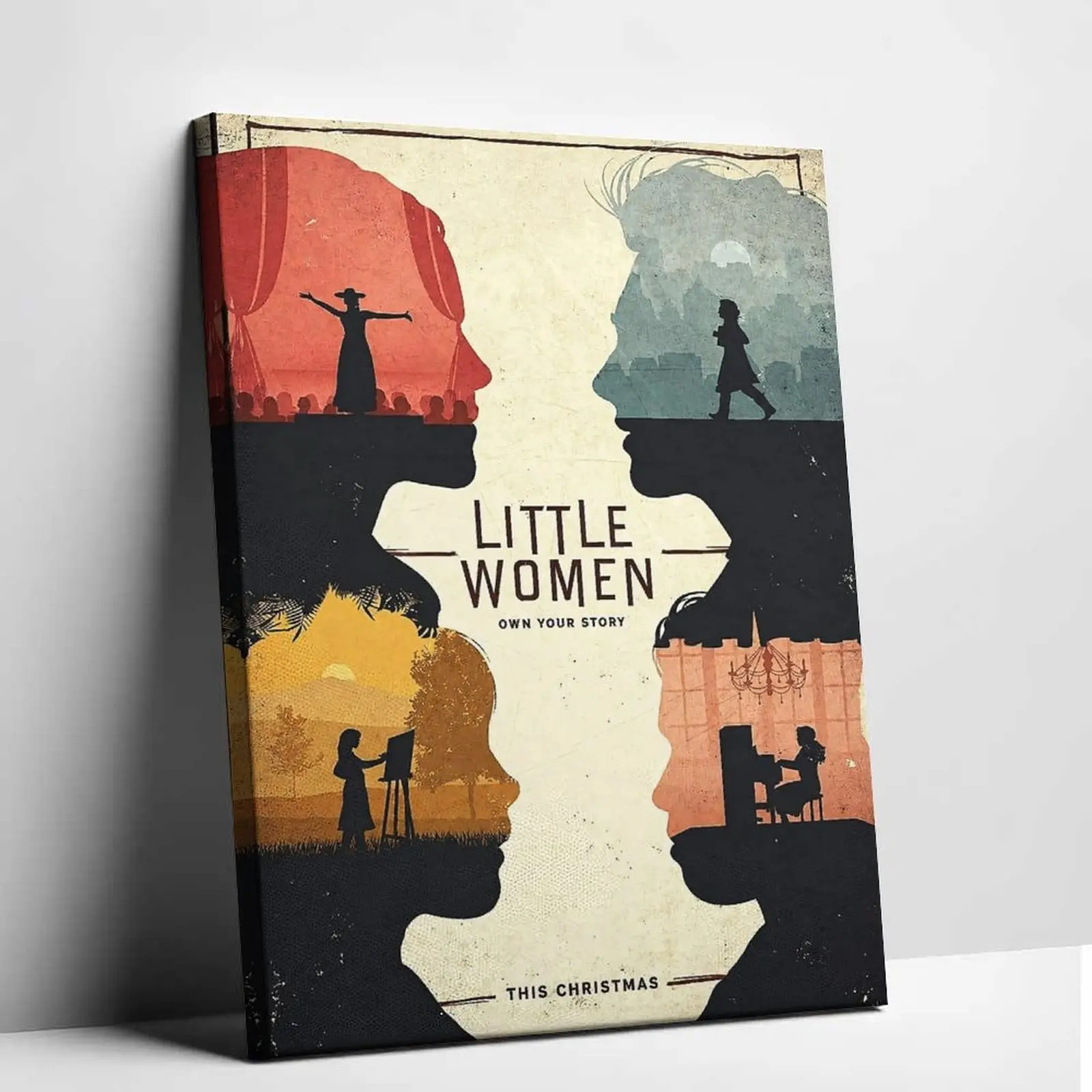 Little Women Poster Movie Art Canvas Print Own Your Story Classic Film Graphic Retro Illustration Silhouette Wall Art Canvas Painting Cozy Vintage Room Aesthetic Decor for Bedroom Dorm Apartment Gallery Pictures