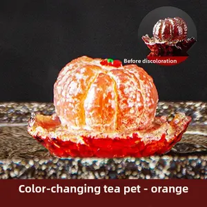 Magic Color-Changing Mandarin Orange Tea Pet| Heat-Sensitive Lucky Feng Shui Figurine| Creative Resin Tea Tray Decor & Desk Fidget Gift