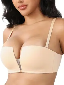 ANYIRIS balconette push-up bra for women, adds one cup, wireless and seamless smooth fabric design for a flat fit with convertible straps