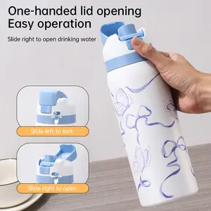 Fashionable Stainless Steel Insulated Bottle with Cartoon Patterns, Large-Capacity Jump Cup, Ideal for Outdoor Sports. Thermal Metal Insulation Flask Drinkware Glass