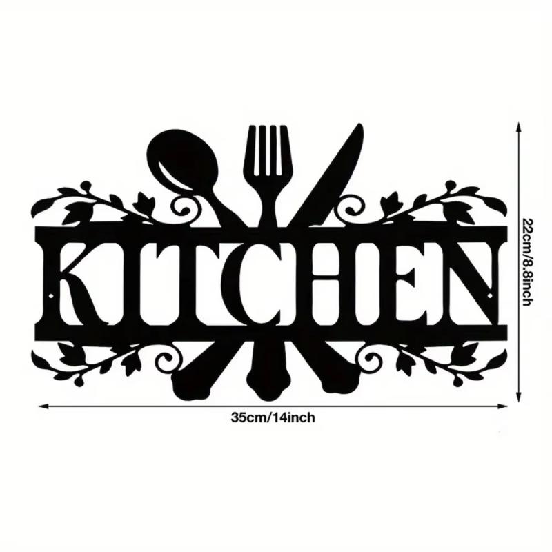 1pc Large Fork Spoon Metal Signs - Rustic Kitchen Decor, Farmhouse Spoon and Fork Shaped Wall Hanging