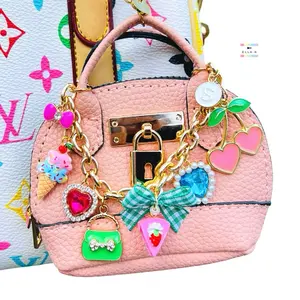 Bouji Bella Mini Tote Bag Charm / Light Pink PU Leather Bag Charm / Custom Initial Mini Tote Bag Charm / Cute Fashion Accessory