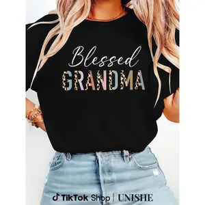 100% Cotton Mother’s Day Tee – Blessed Grandma Announcement Shirt for Grandmothers