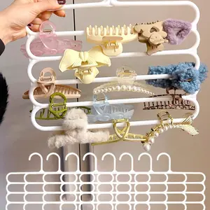 8pcs 5-Tier Hair Accessory Organizer Rack, Space-Saving Wall Mount Storage, Large Capacity Jewelry Sorting Rack for Bathroom & Vanity Decor