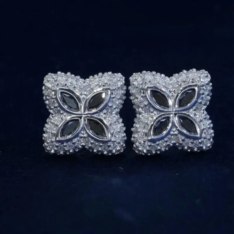 Black Moissanite X Earrings 2 Carats S925