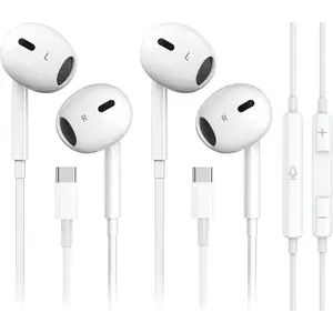 2 Pack-USB C Headphones for  17/16/15 Pro Max Plus Type C Earbuds with Microphone & Remote Noise Cancelling Earphones for  17/16/15 Pro, iPad,Galaxy S25/S24/S23/S22/S21/Ultra Note 10/20