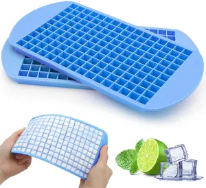 Mini Ice Cube Trays Set of 2 – 160 Small Ice Cubes for Water Bottles, Whiskey & Cocktails | BPA-Free Flexible Silicone Ice Maker, Stackable Easy Release Trays